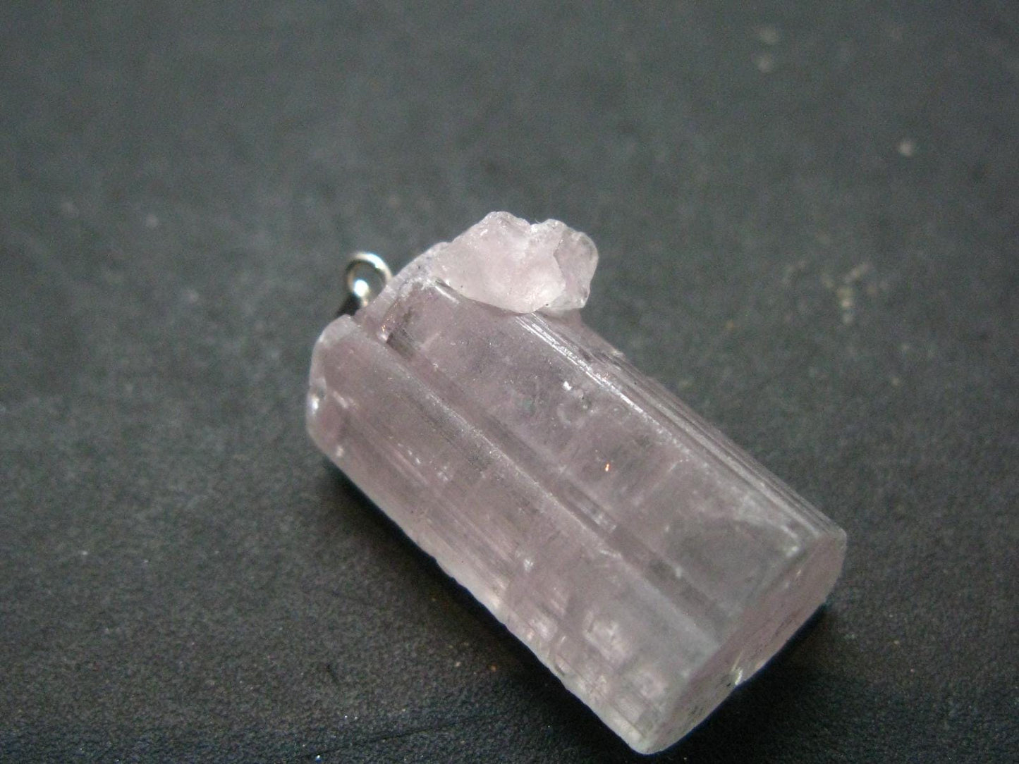 Rare Gem Watermelon Gem Tourmaline Crystal Silver Pendant From Brazil - 1.1"