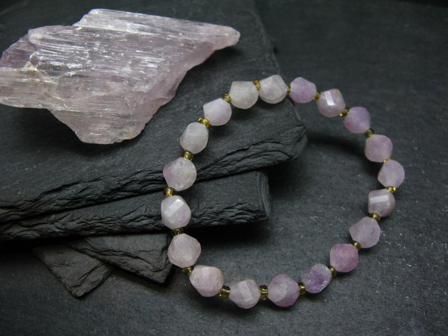 Lavender Jade Genuine Bracelet ~ 7 Inches ~ 8mm Facetted Beads