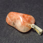 Tumbled Brightly Polished Sunstone Silver Pendant From Tanzania - 1.1"