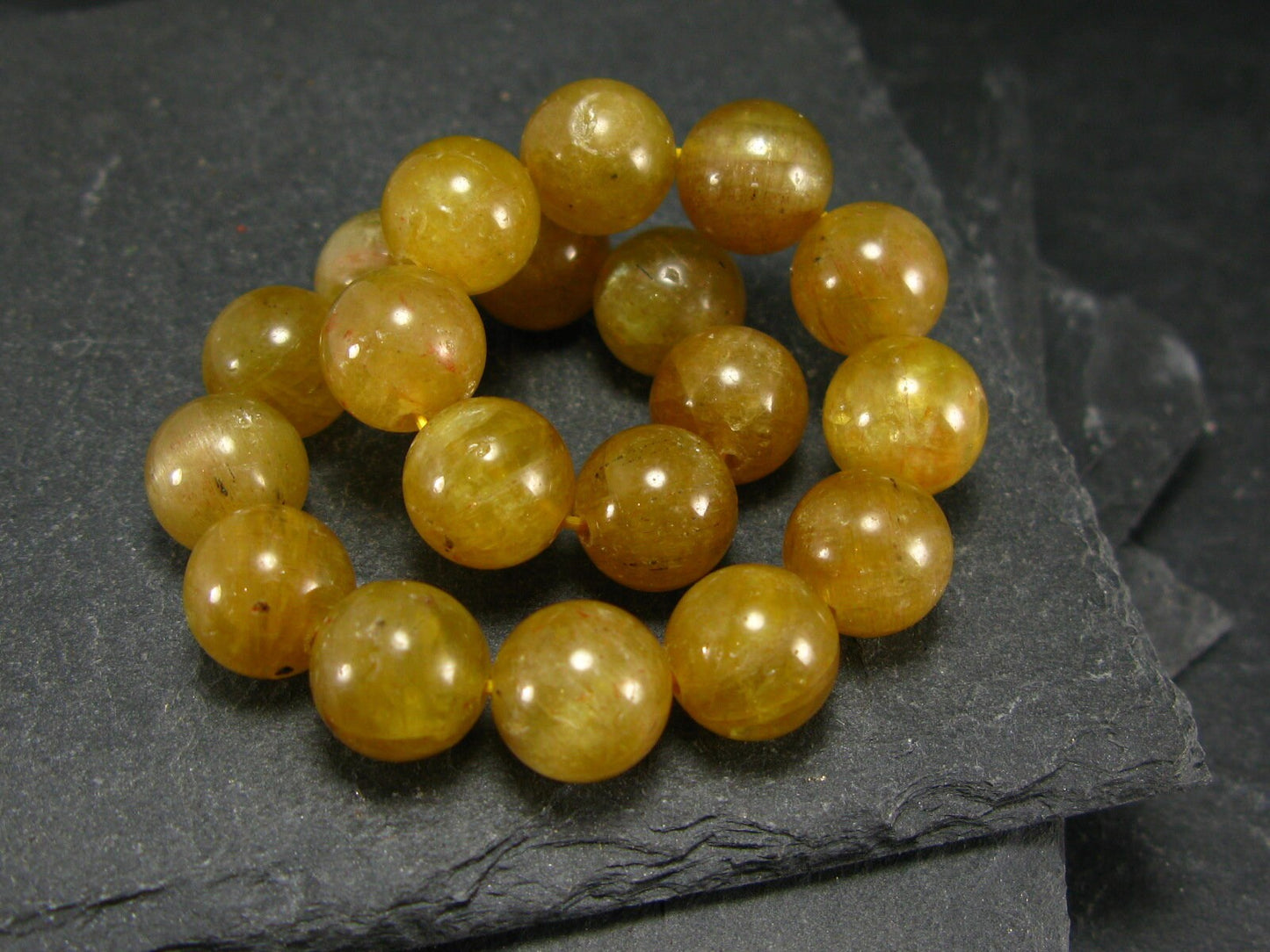 Rare Golden Apatite Genuine Bracelet From Mexico ~ 7 Inches ~ 10mm Round Beads