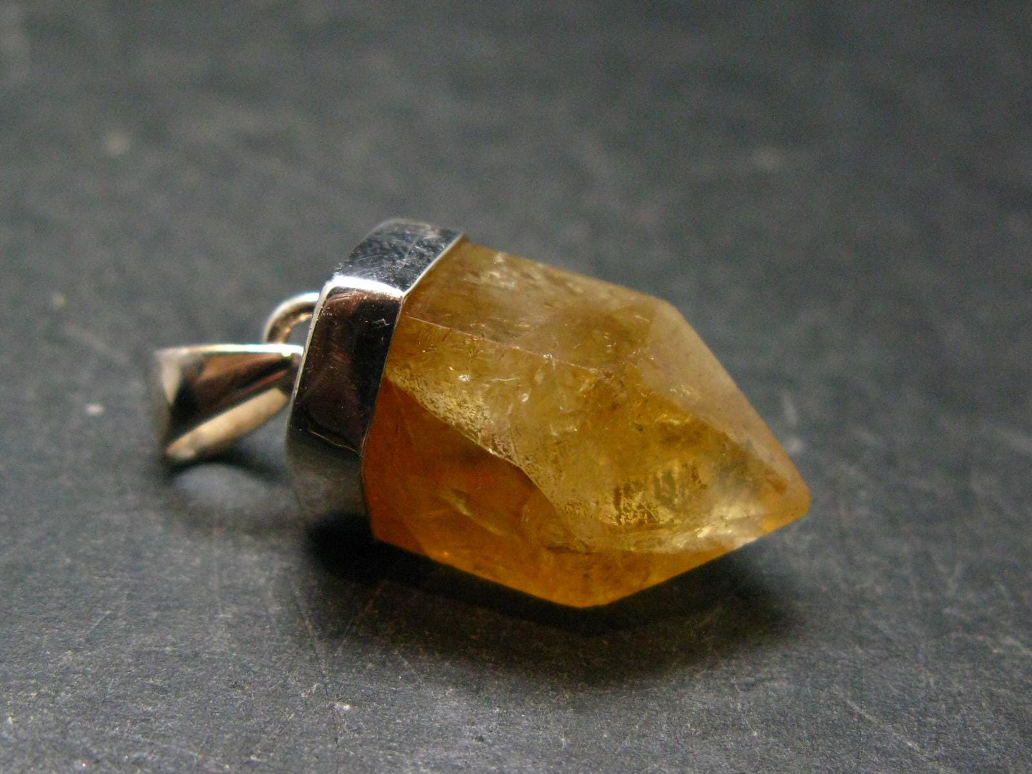 Yellow Citrine Sterling Silver Pendant from Brazil - 1.3" - 6.78 Grams