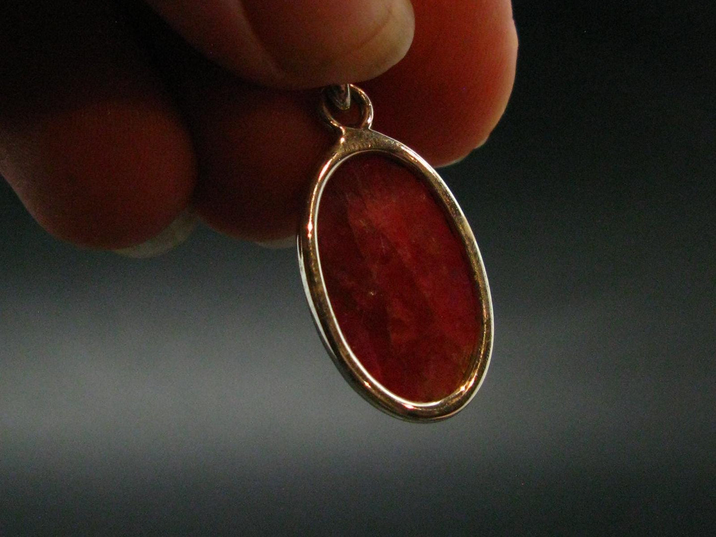 Vivid Juice Carmine Red Gem Rhodonite Silver Pendant From Brazil - 1.2" - 3.71 Grams