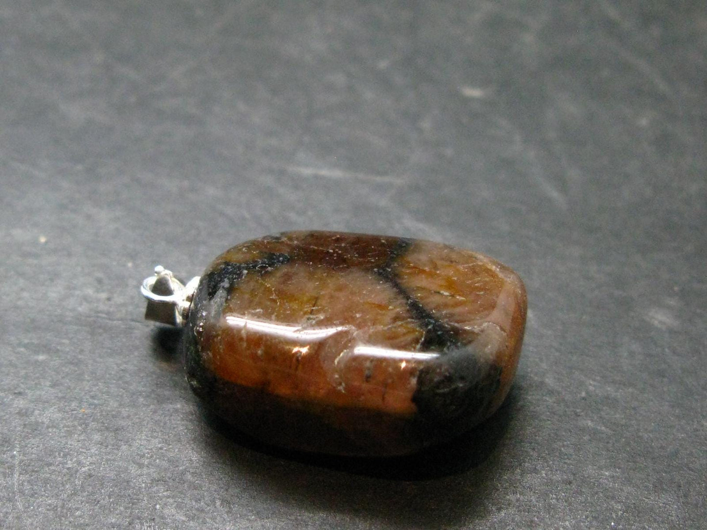 Perfect Cross-Shaped Andalusite (Variety of Chiastolite) Polished Silver Pendant from China - 1.2" - 7.95 Grams