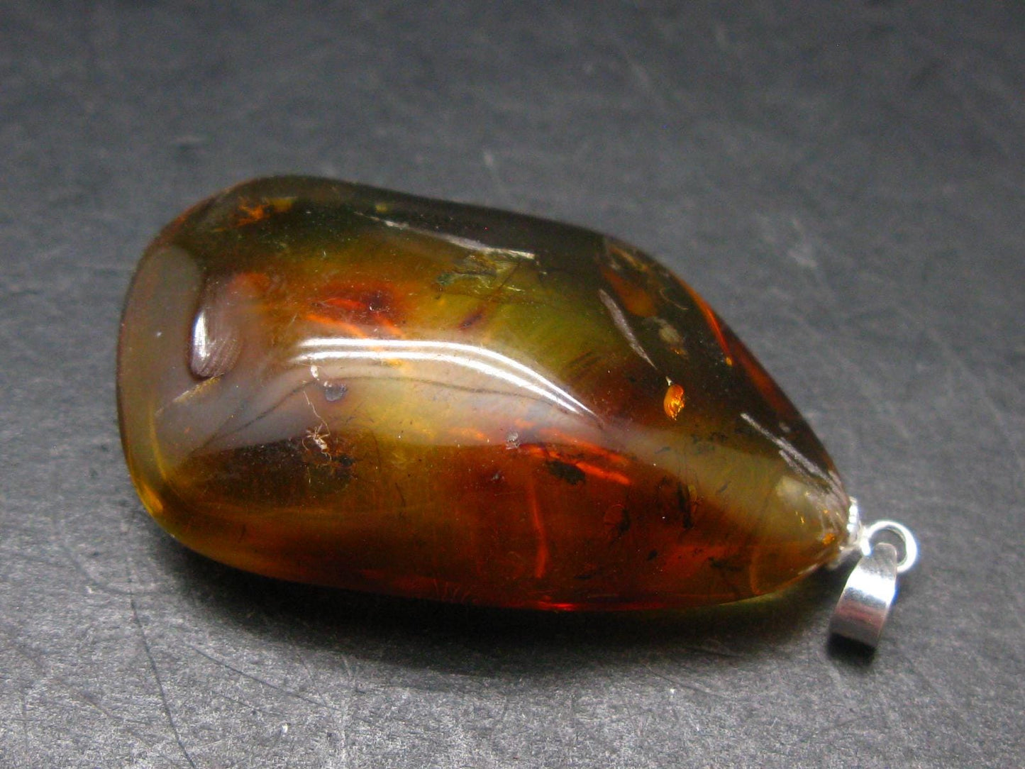 Natural Insects in Baltic Amber 925 Silver Pendant from Poland - 1.8" - 5.43 Grams