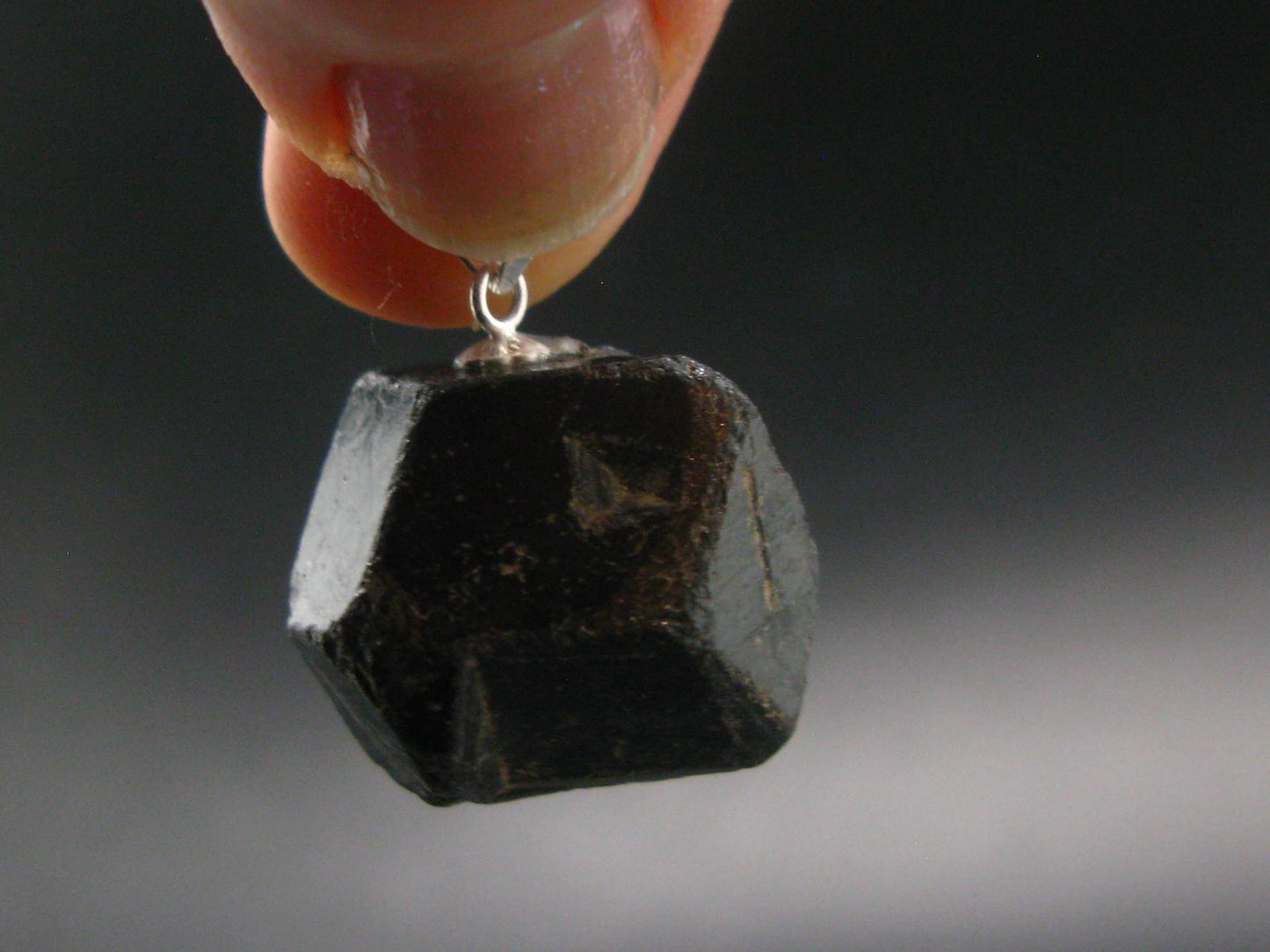 Sharp Black Melanite Andradite Garnet Silver Pendant From Mali - 0.9" - 12.48 Grams