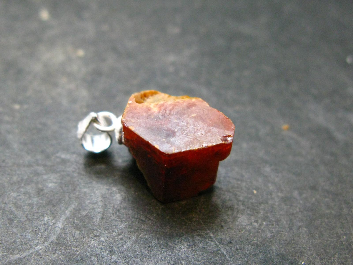 Vanadinite Crystal Silver Pendant From Morocco - 0.8" - 4.78 Grams