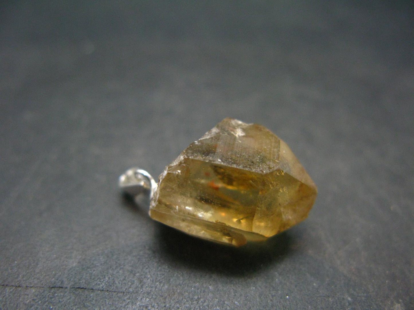Natural Unheated Citrine Sterling Silver Pendant from Zambia - 0.9" - 3.90 Grams