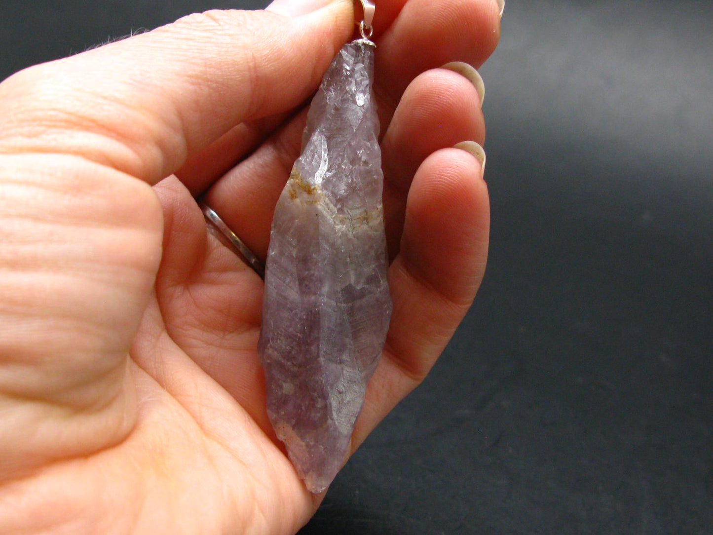 Rare Raw Auralite Super 23 Amethyst Silver Pendant From Canada - 2.8" - 16.83 Grams