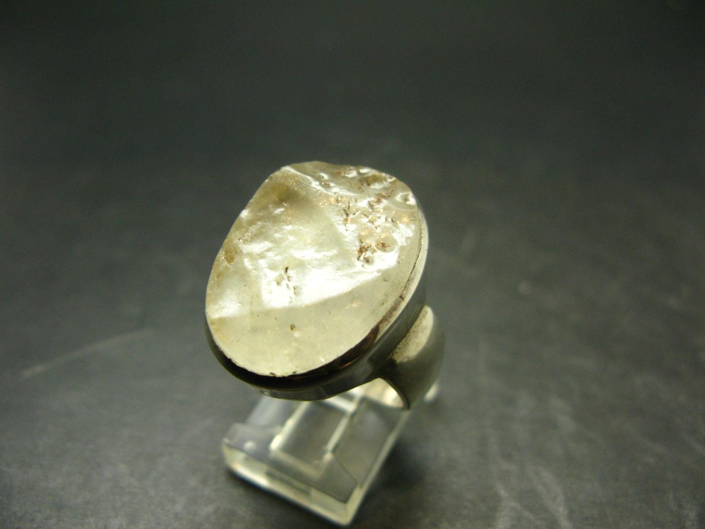Natural Gem Raw Libyan Desert Glass Tektite Sterling Silver Ring from Libya - Size 10.5 - 11.3 Grams