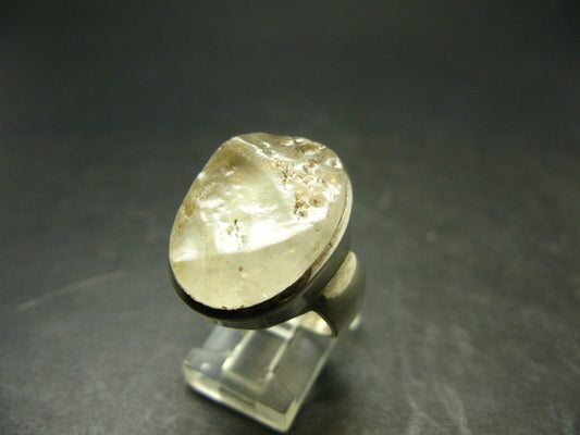 Natural Gem Raw Libyan Desert Glass Tektite Sterling Silver Ring from Libya - Size 10.5 - 11.3 Grams