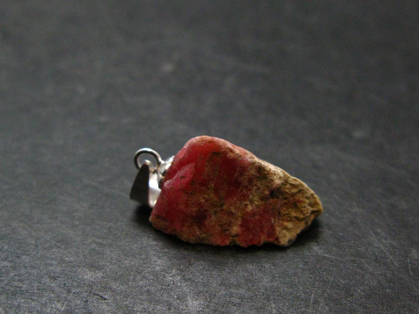 Rare Pink Tugtupite Sterling Silver Pendant From Greenland - 0.9" - 1.56 Grams