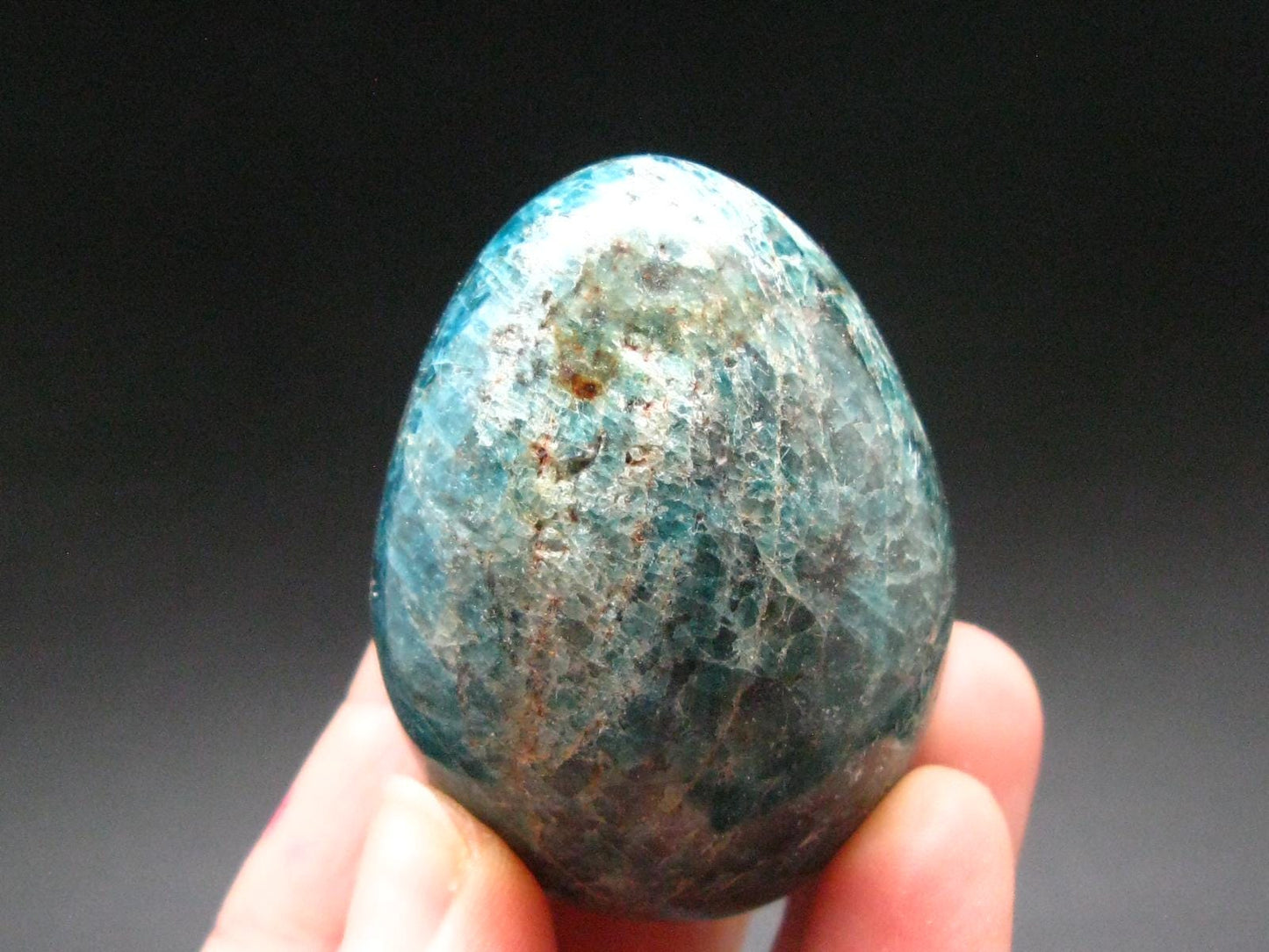 Large Neon Blue Apatite Egg from Madagascar - 107.68 Grams - 1.9"