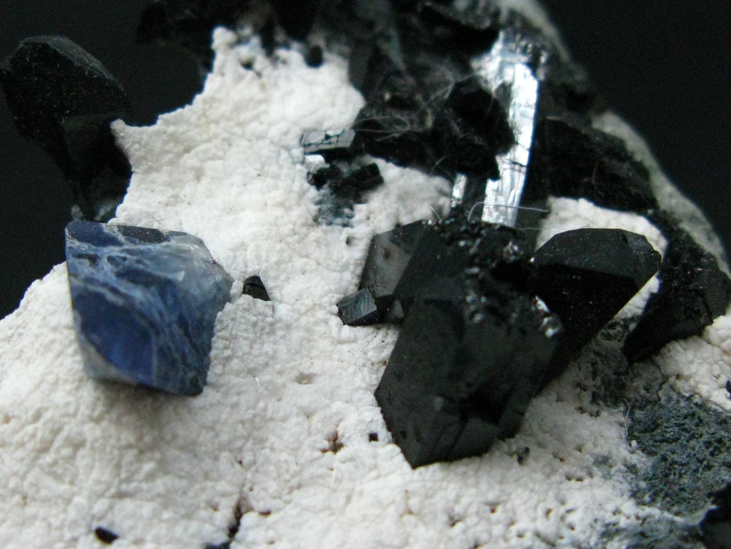 Benitoite and Neptunite on Natrolite Cluster From California - 1.5" - 10.35 Grams