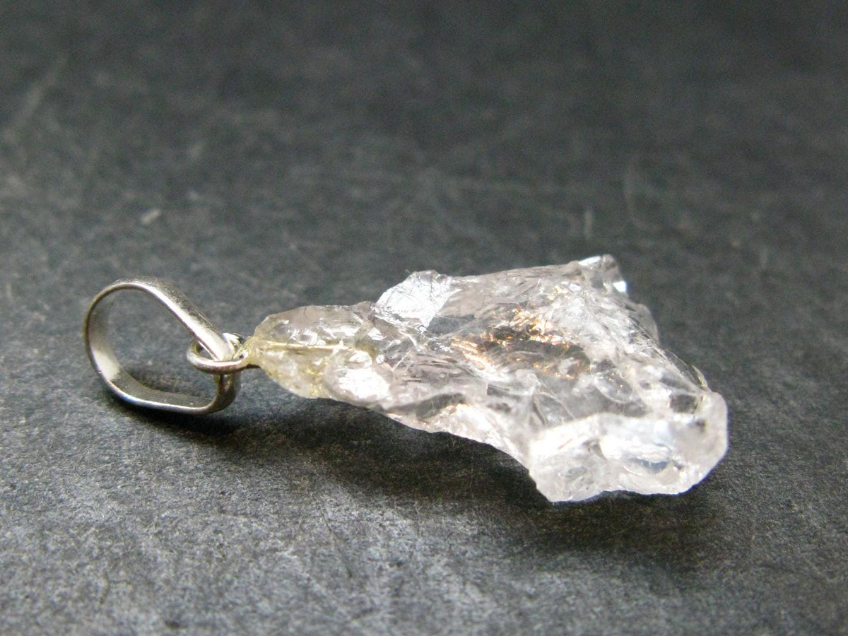 Goshenite Beryl Crystal 925 Silver Pendant From Brazil - 1.1" - 1.59 Grams