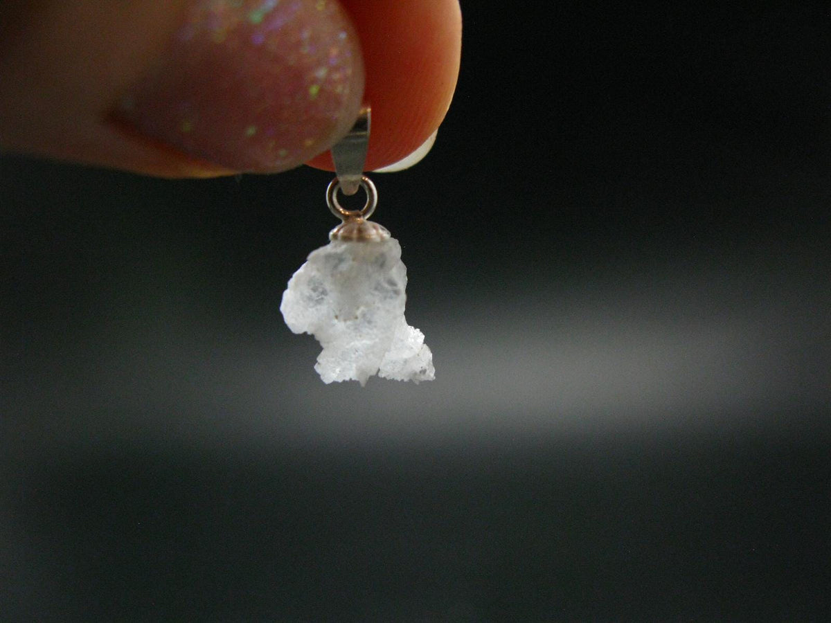 Extremely Rare Rough Beryllonite Crystal Silver Pendant from Afghanistan - 0.7" - 3.20 Carats