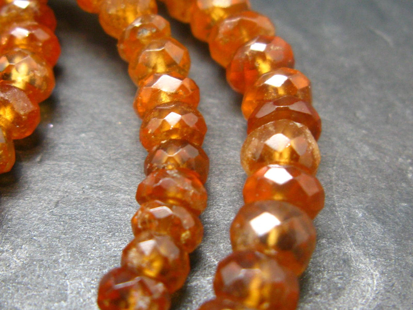 Gem Hessonite Orange Garnet Necklace Beads From Canada - 17"