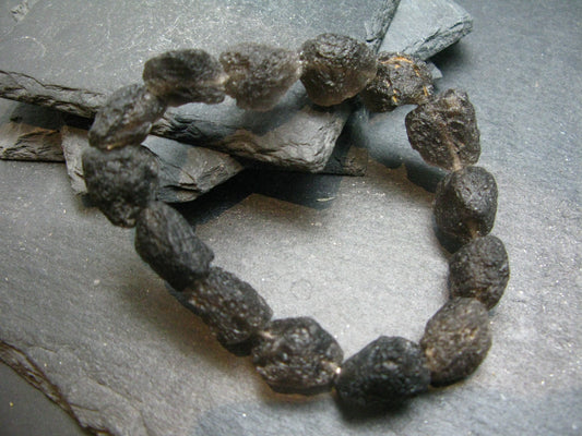 Agni Manitite Cintamani Stone Tektite Genuine Bracelet ~ 7 Inches ~ 16mm Raw Beads