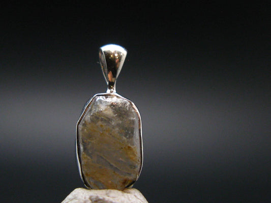 Gray Herderite Silver Pendant from Africa - 0.7" - 1.21 Grams
