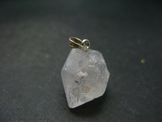 Dumortierite In Terminated Quartz Crystal Silver Pendant From Brazil - 1.0" - 6.14 Grams