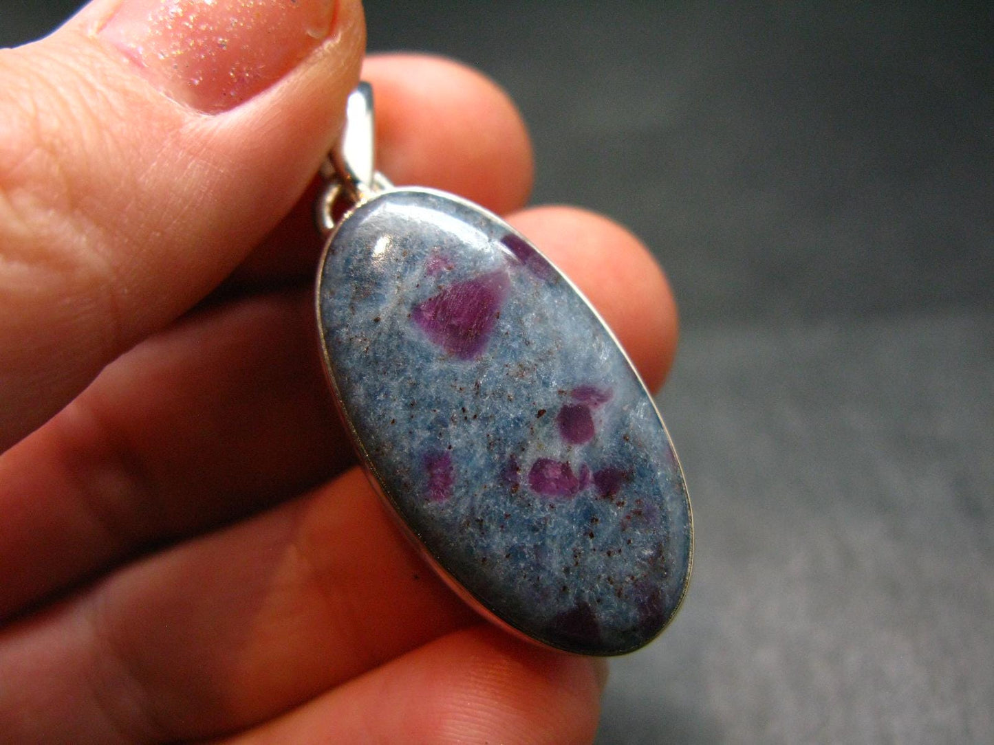 Ruby & Kyanite Silver Pendant From India - 8.22 Grams