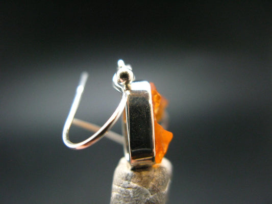 Fire Opal Silver Earrings From Mexico - 1.0" - 2.60 Grams