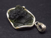 Shape!! Natural Gem Moldavite Tektite SS Pendant From Czech Republic - 4.9 Grams - 1.3"