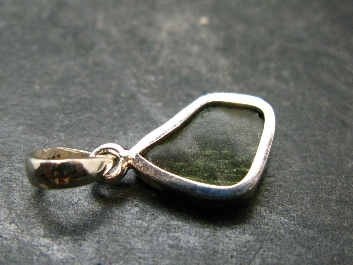 Moldavite Tektite Silver Pendant from Czech Republic - 1.0" - 1.56 Grams