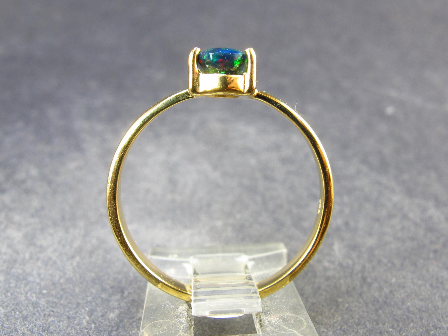 Rare Black Opal Gold Plated Silver Ring from Australia - Size 10 - 2.20 Grams