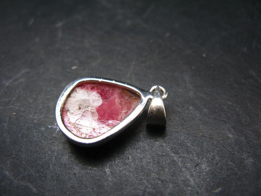 Rare Pink Tugtupite Sterling Silver Pendant From Greenland - 1.1" - 3.45 Grams