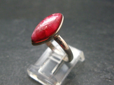 Vivid Juice Carmine Red Gem Rhodonite Silver Ring From Brazil - 2.82 Grams - Size 7