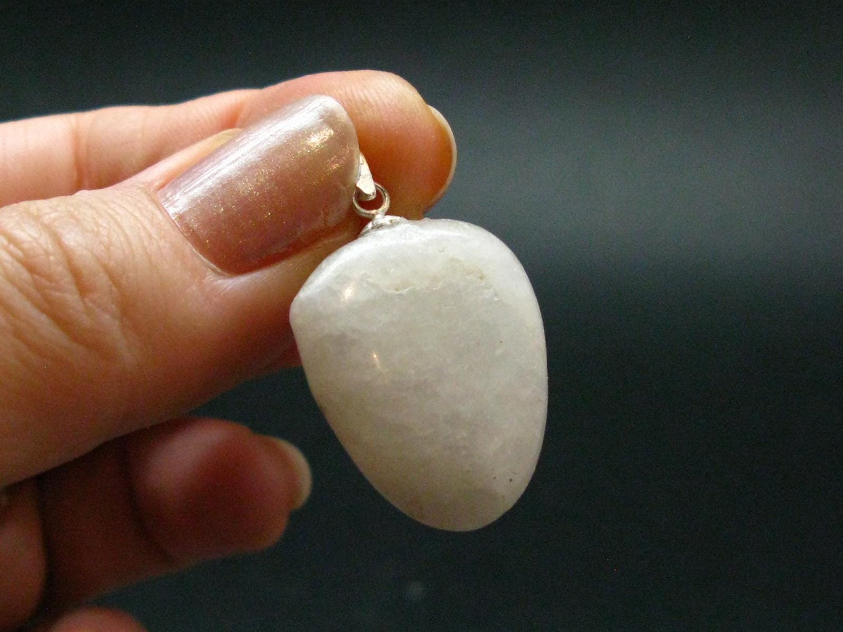 Very Rare White Cryolite 925 Silver Pendant from Greenland - 1.2" - 6.74 Grams