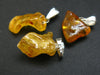 Set of Three Natural Honey Color Baltic Silver Pendants from Poland