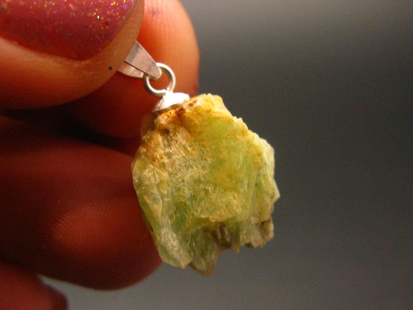 Very Rare Phosphophyllite Silver Pendant From Bolivia - 0.8" - 1.66 Grams