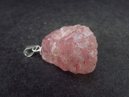 Strawberry Quartz Silver Pendant From Brazil - 1.1" - 3.89 Grams