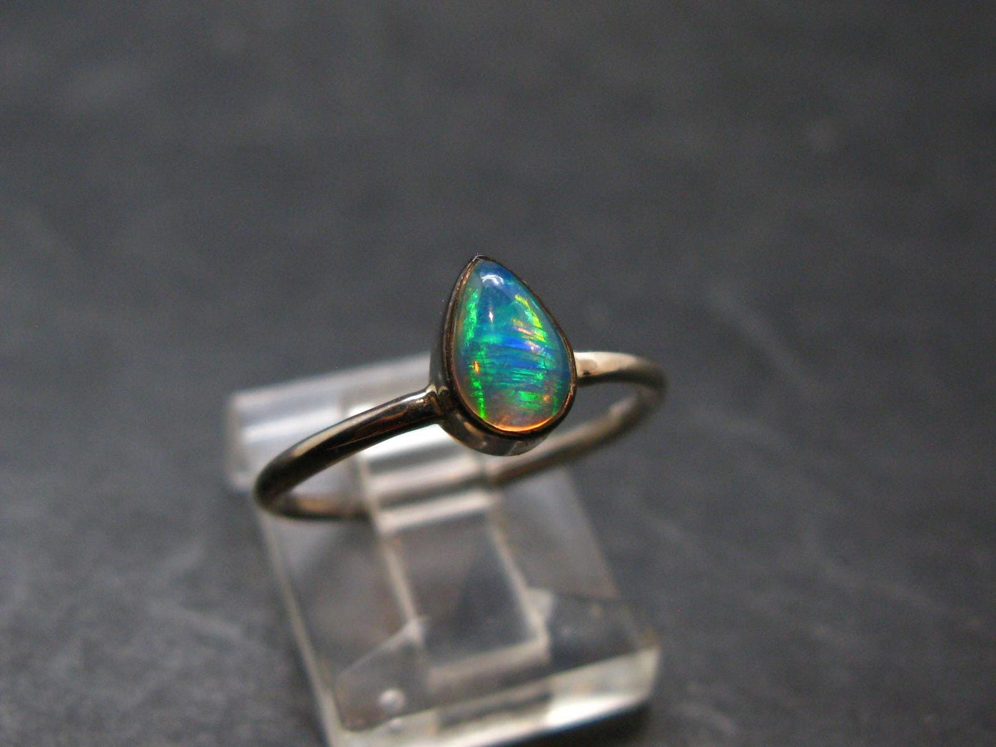 Natural Cabochon Opal 925 Sterling Silver Ring from Ethiopia - 1.48 Grams - Size 6