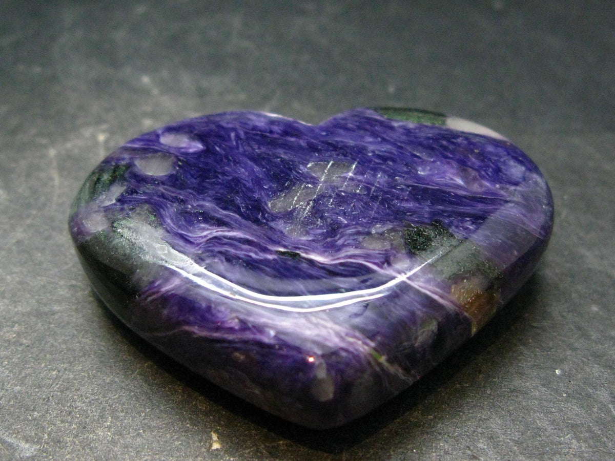 Rare High-Quality Charoite Tumbled Heart From Russia - 1.6" - 52.08 Grams