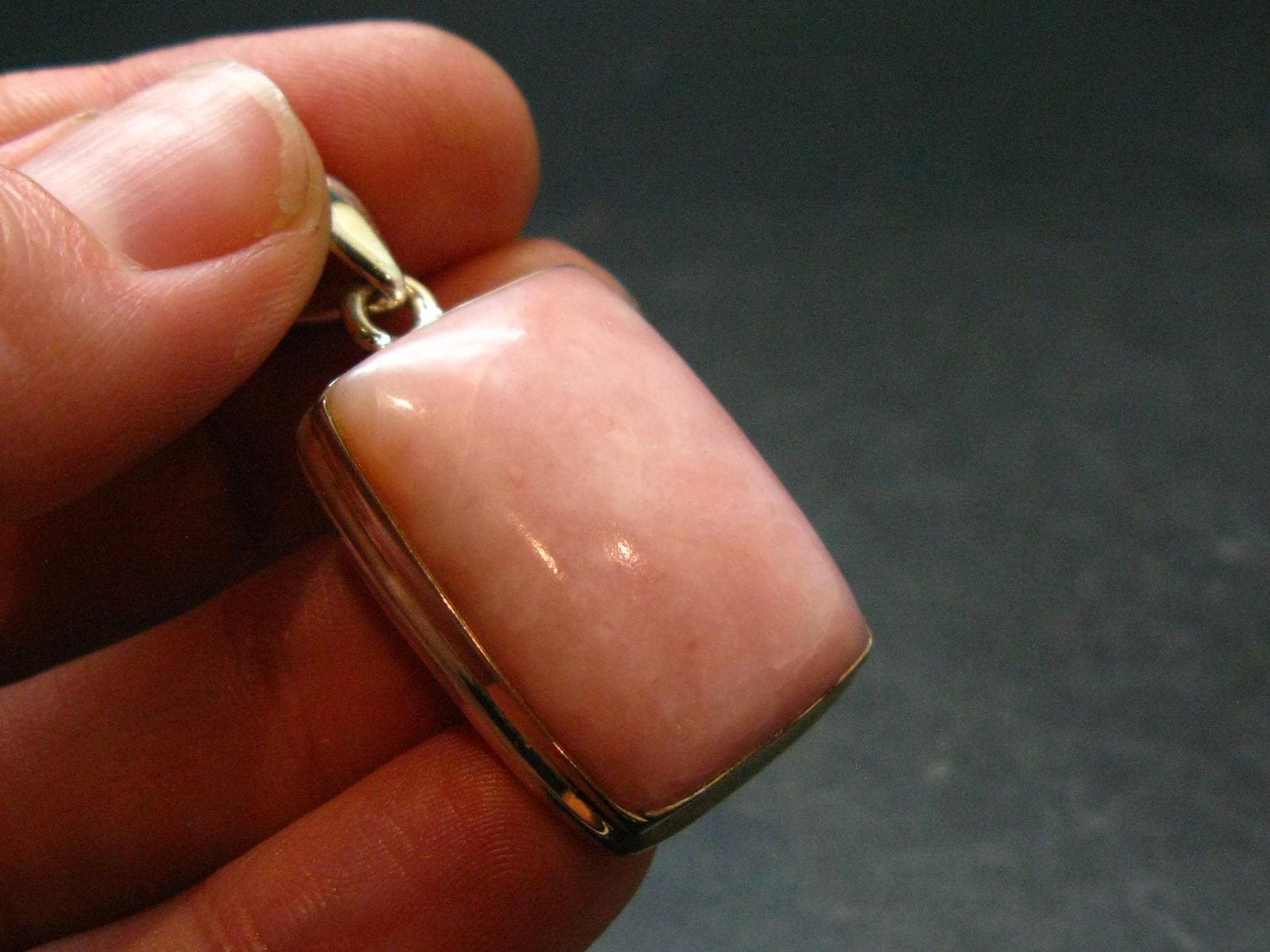Pink Opal Sterling Silver Pendant From Peru - 1.5"
