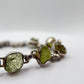 Chrysoberyl Raw Stone Bracelet Green Gemstone Silver Link Bracelet Natural Crystal Jewelry Gift