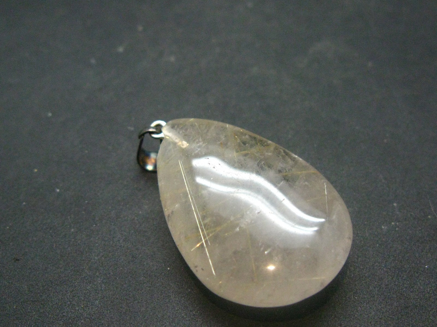 Rutilated Quartz Silver Pendant From Brazil - 1.4"