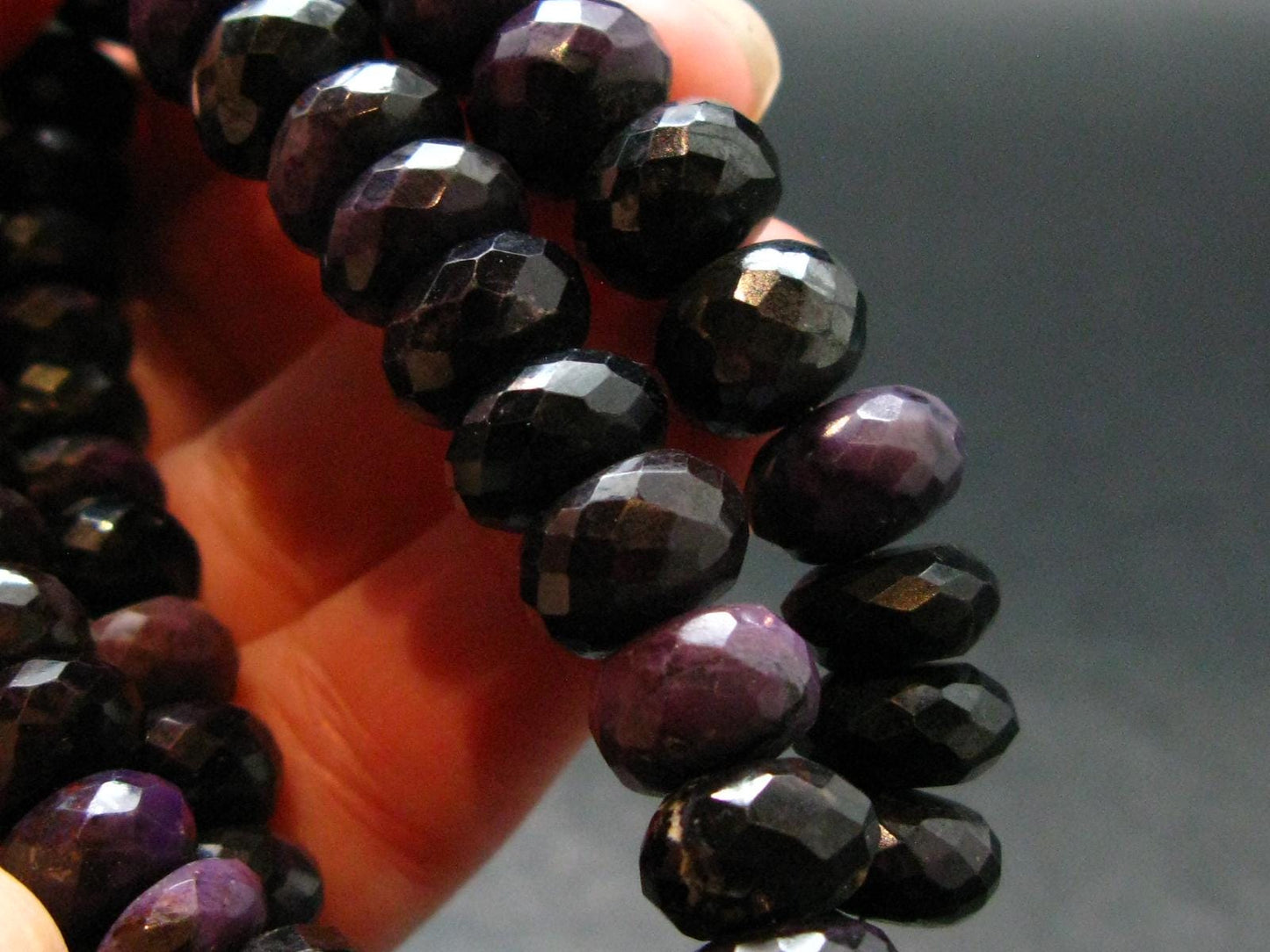 Purple Sugilite Rondelle Faceted Beads Necklace From South Africa - 17" - 79.60 Grams
