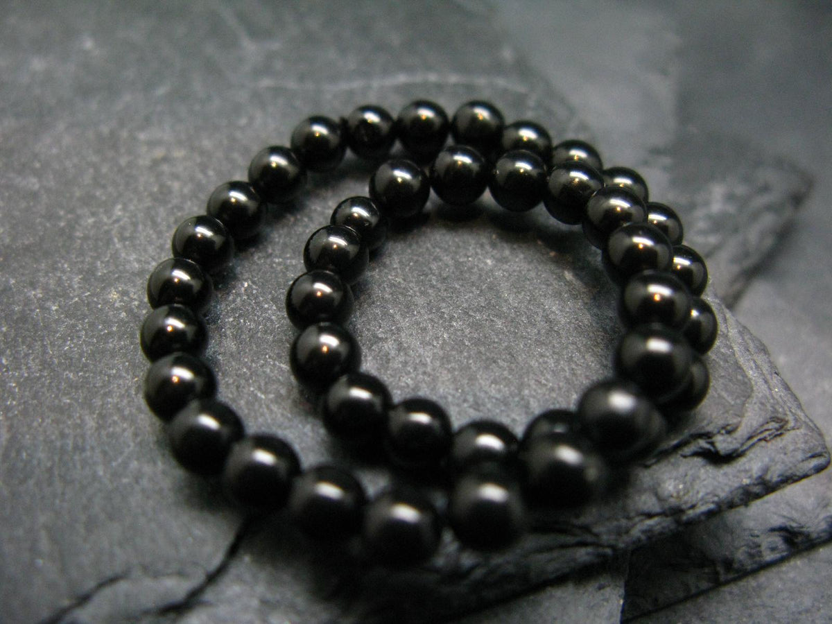 Whitby Jet Genuine Bracelet From UK ~ 7 Inches ~ 4mm Round Beads