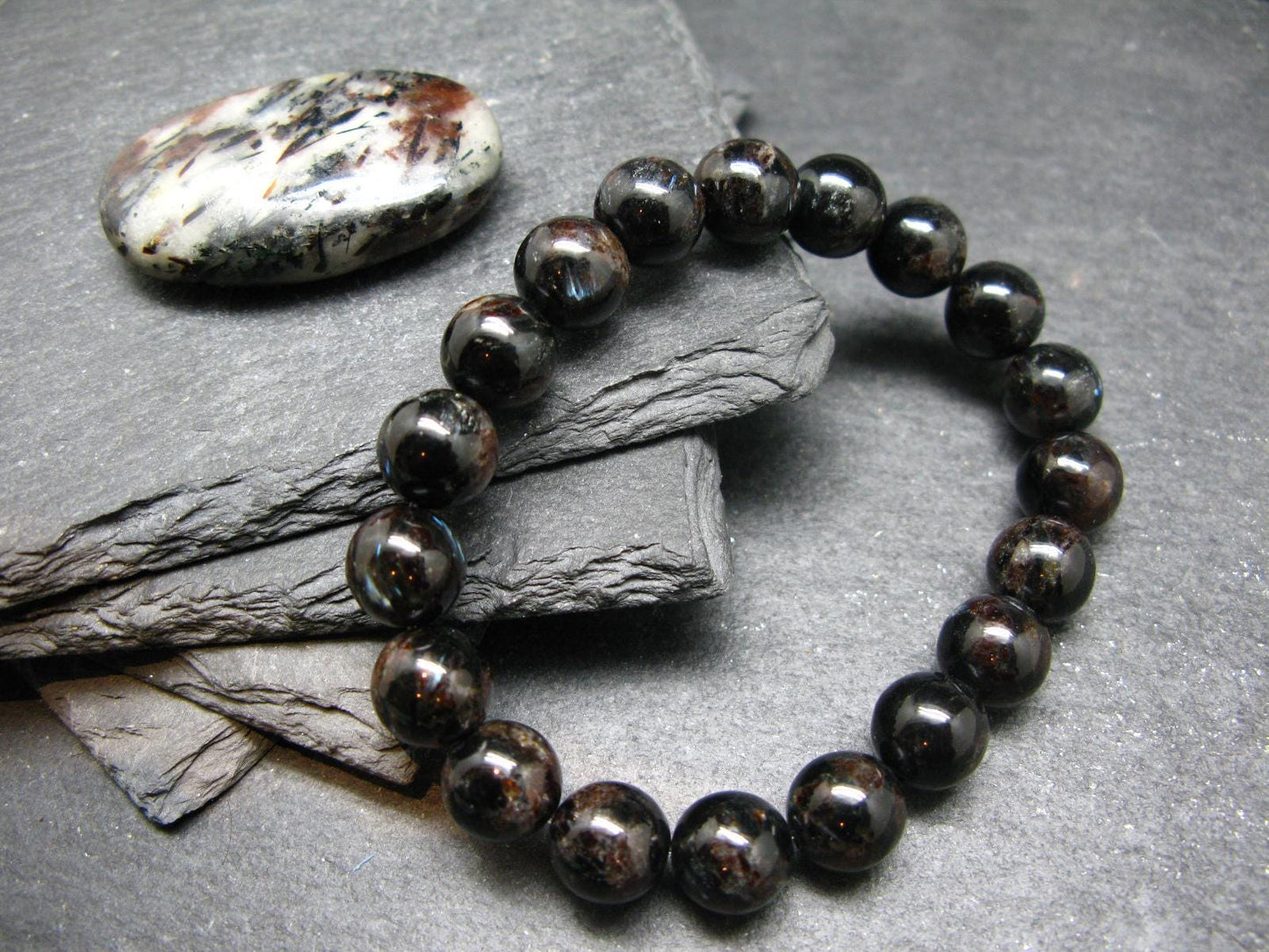 Astrophylite Astrophyllite Genuine Bracelet ~ 7 Inches ~ 10mm Round Beads