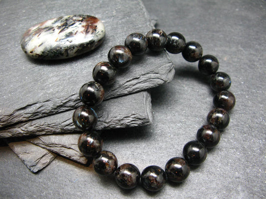 Astrophylite Astrophyllite Genuine Bracelet ~ 7 Inches ~ 10mm Round Beads