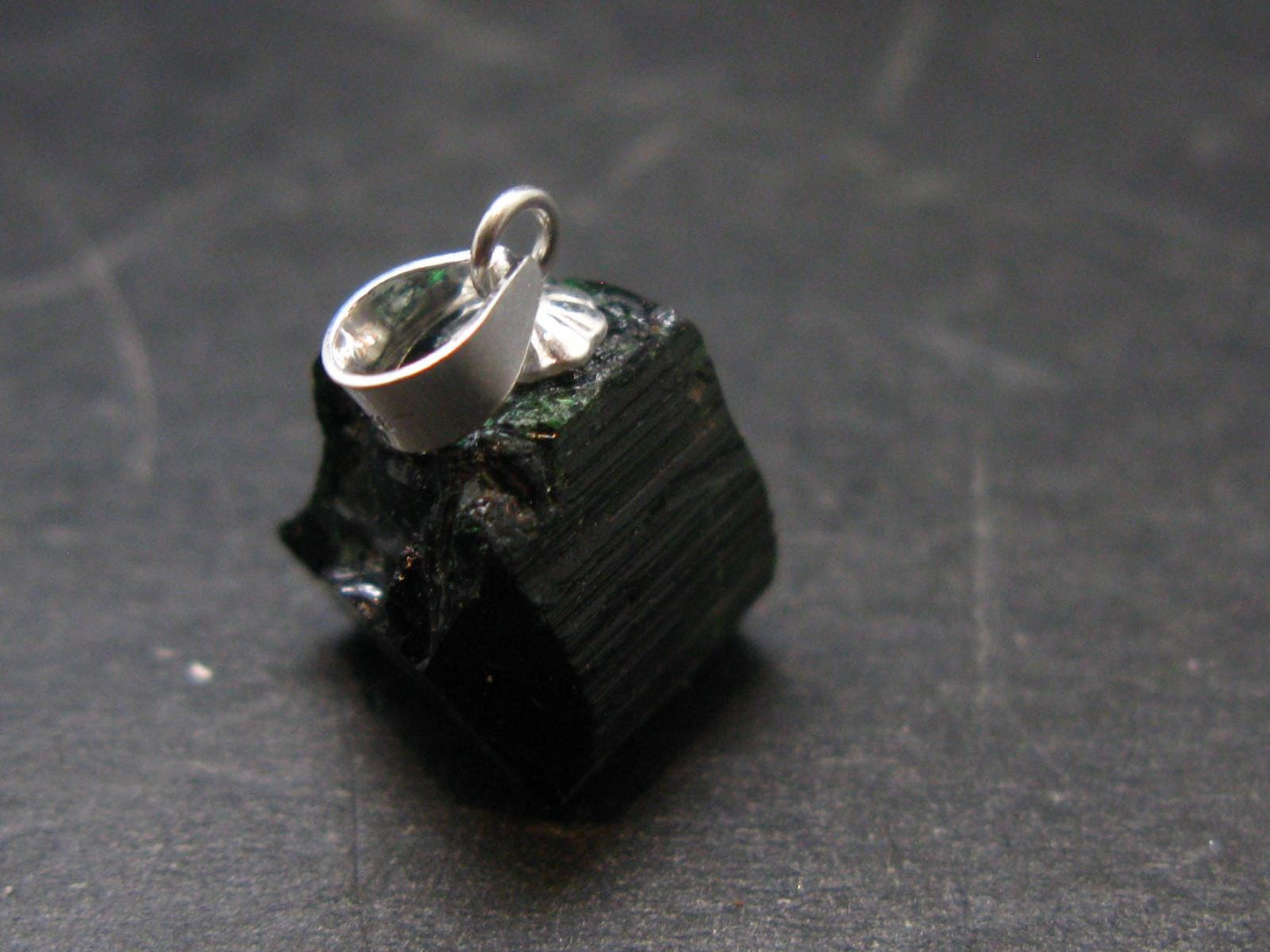 Rare Usambara Chrome Tourmaline Crystal Silver Pendant From Tanzania - 0.6" - 2.00 Grams