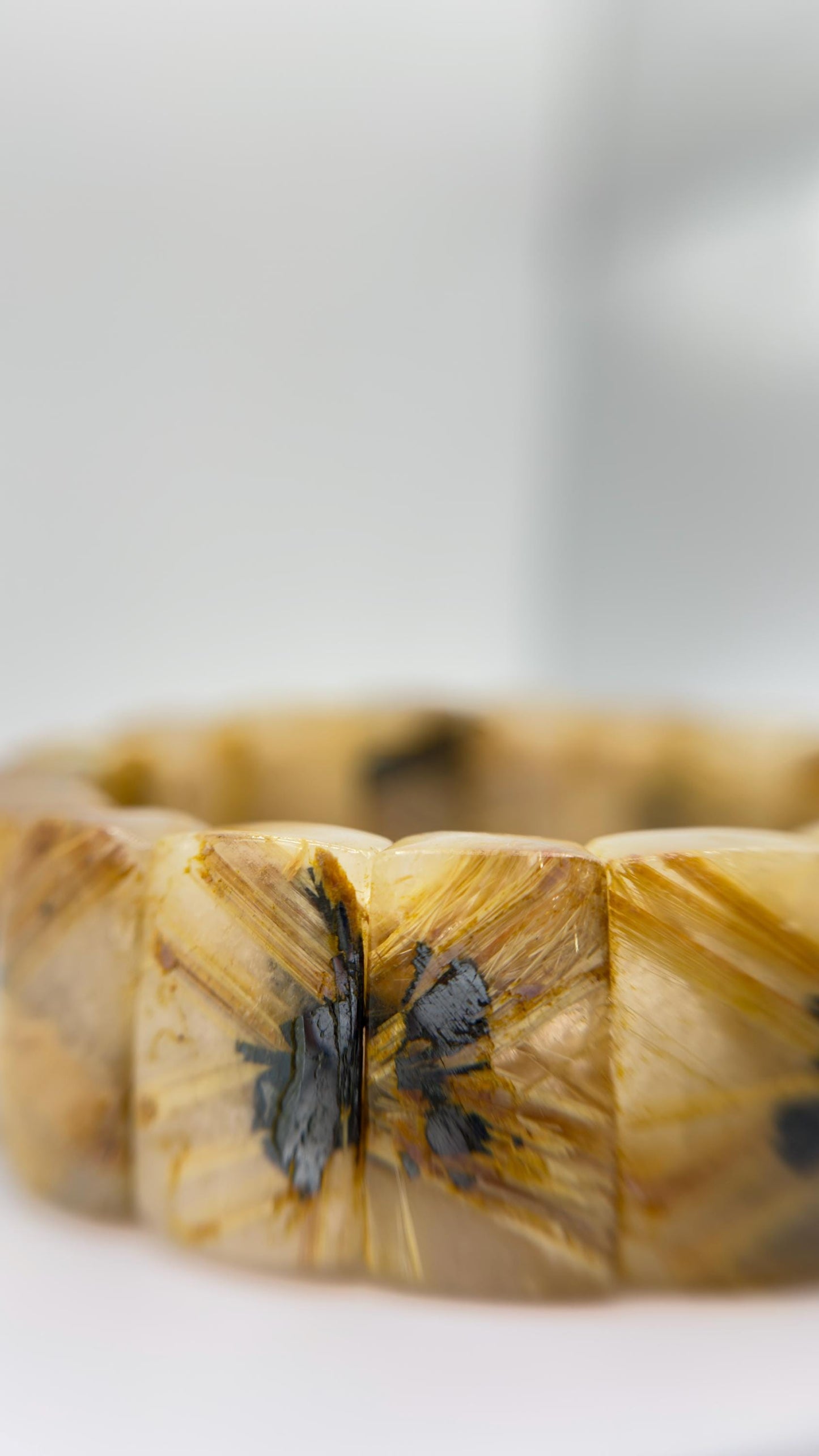 Golden Rutilated Quartz Tile Bracelet – Natural Crystal Statement Jewelry