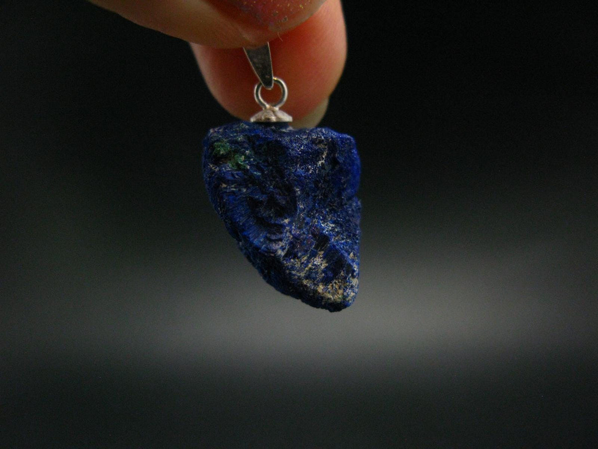 Azurite Nodule Crystal Sterling Silver Pendant from Russia - 1.0" - 4.26 Grams