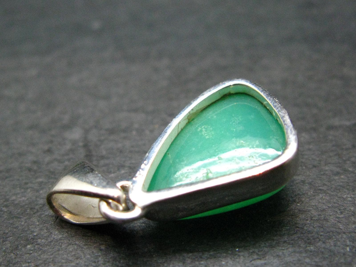 Rich Green Chrysoprase Silver Pendant From Australia - 1.1" - 3.26 Grams
