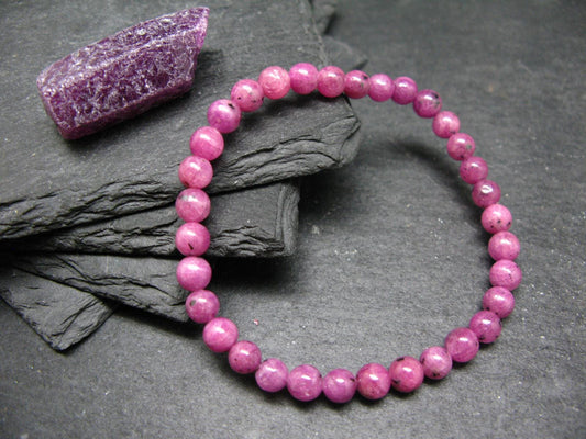 Ruby Genuine Bracelet ~ 7 Inches ~ 6mm Round Beads