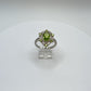 Pear-Shaped Peridot Halo Ring | Sterling Silver, August Birthstone, Size 7.5
