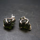 Natural Moldavite Tektite Raw Stud Earrings In Sterling Silver From Czech Republic - 2.10 Grams